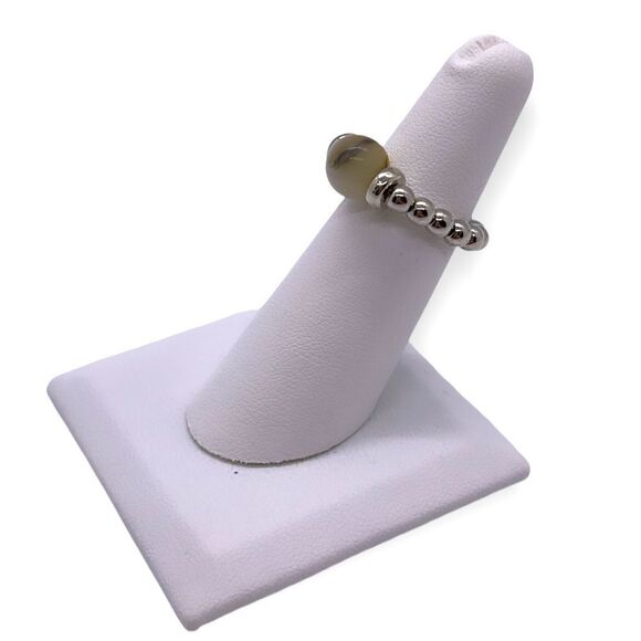 NWT Wool + Pepper Co. Silver & Crystal Beaded Ring - Picture 2 of 4